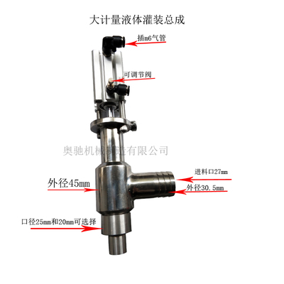 奥驰灌装机总成卧式灌装机配件膏体b出料口酱料出料阀不锈钢配件