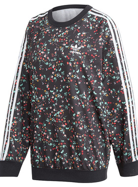 ADIDAS阿迪达斯女子春秋三叶草舒适透气圆领印花套头衫卫衣DH4257