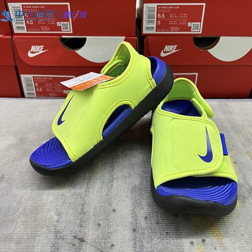 Nike耐克Sunray Adjus实拍童鞋轻便魔术贴沙滩防滑凉鞋DB9562-300