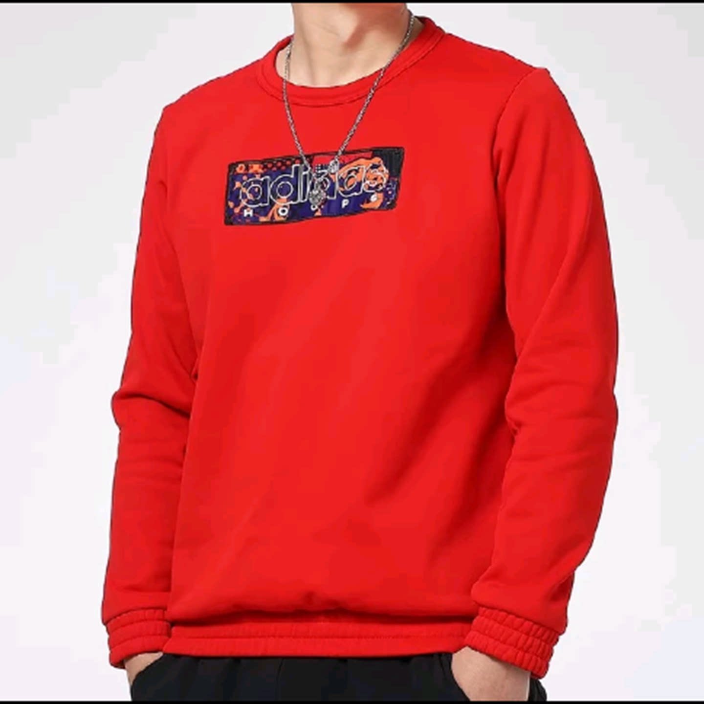 Adidas MIC CREW圆领宽松长袖休闲时尚潮流保暖加绒卫衣GQ2834