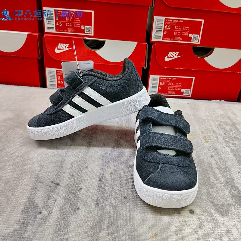 adidas阿迪达斯VL Cour实拍儿童休闲百搭魔术贴防丢T头鞋DB1833