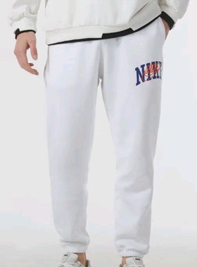 Nike耐克字母印花针织加绒系带学院风百搭运动休闲长裤FV4454-100