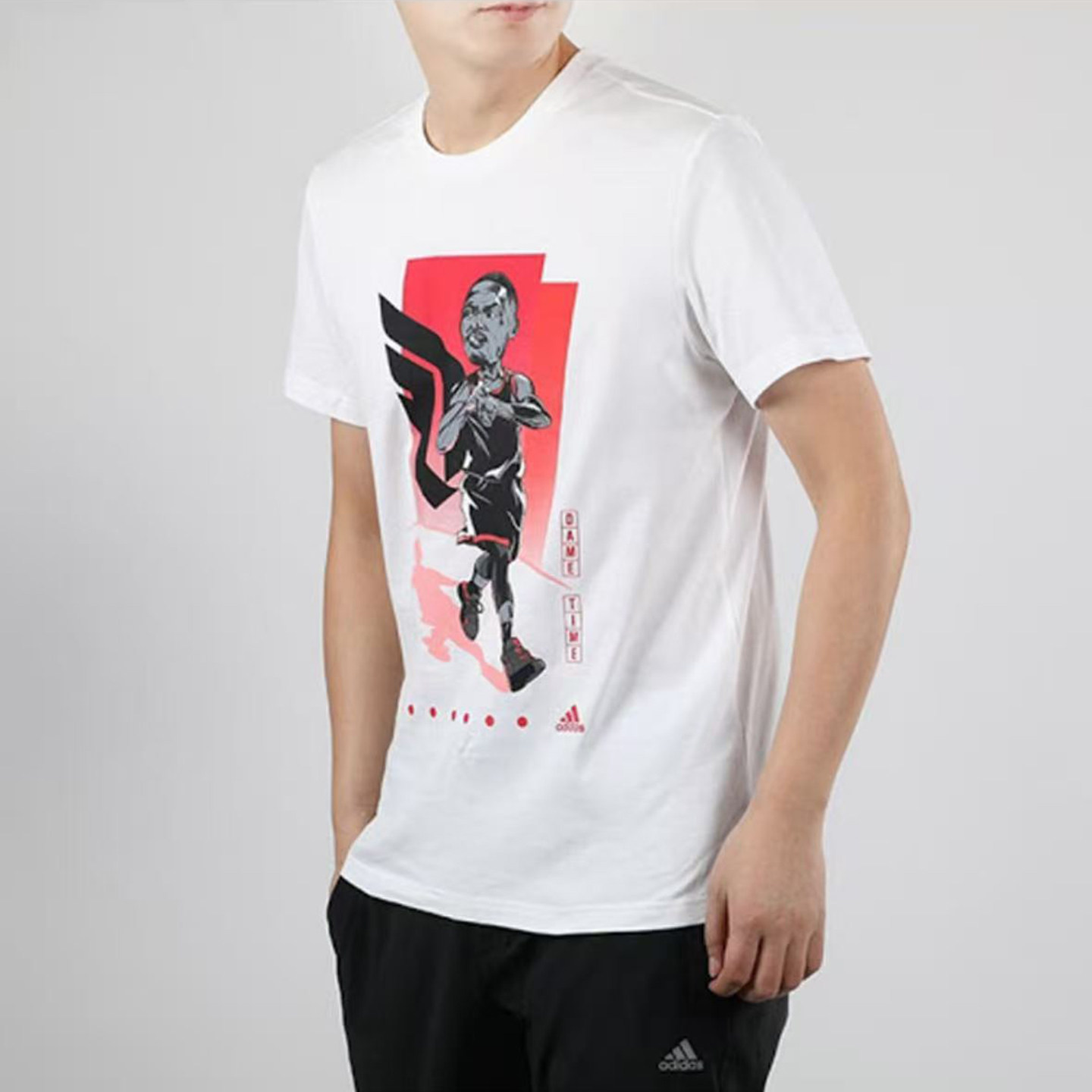 S-XL码Adidas阿迪达斯男子利拉德篮球印花圆领休闲短袖T恤FM4774