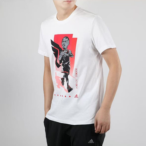 S-XL码Adidas阿迪达斯男子利拉德篮球印花圆领休闲短袖T恤FM4774