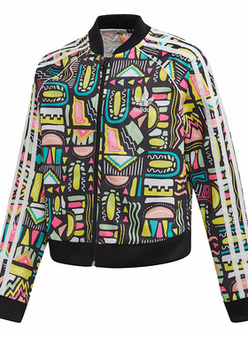 Adidas阿迪达斯舒适透气女子大童运动跑步休闲针织外套 ED7869