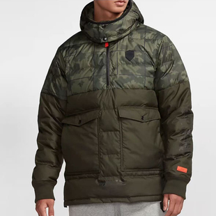 S码Nike耐克男子连帽半拉链套头保暖休闲羽绒服AT3905-355