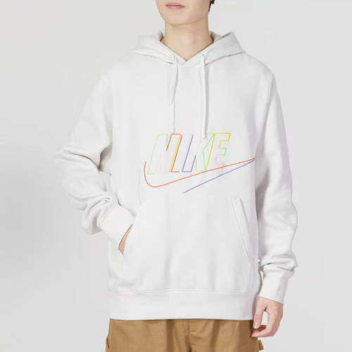 XL码Nike耐克男子字母刺绣logo连帽抽绳加绒套头卫衣DX0542-030