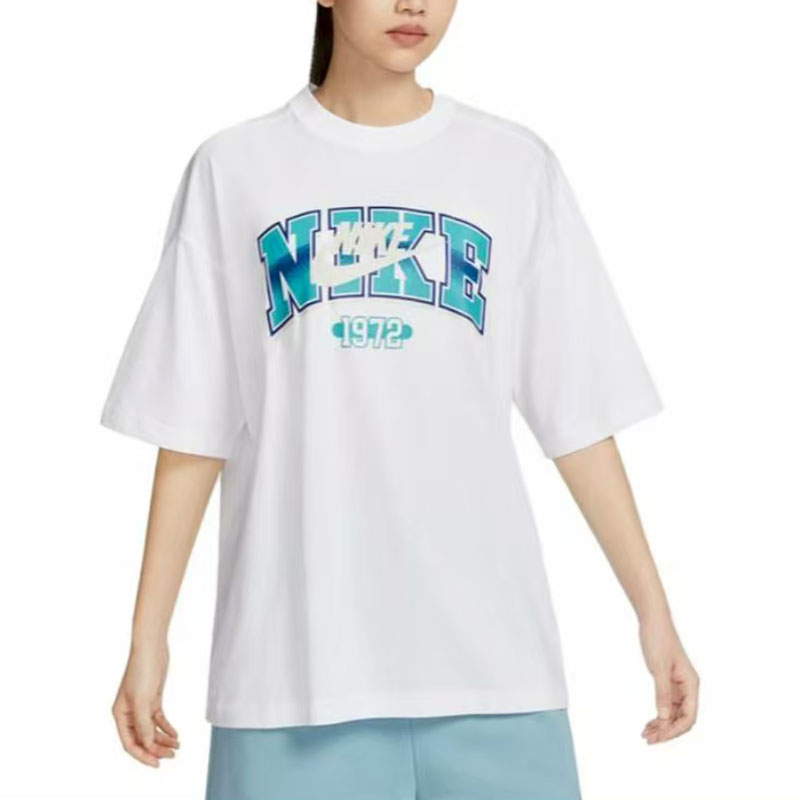 Nike耐克纯棉字母logo印花夏季透气宽松休闲短袖T恤FQ7011-100