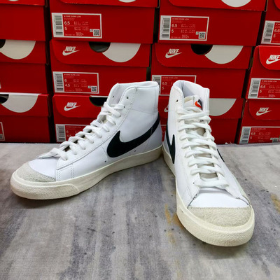 Nike耐克Blazer实拍经典复古防滑简约休闲高帮百搭板鞋BQ6806-100