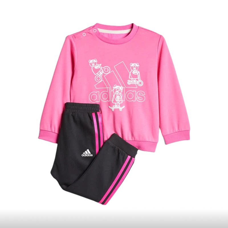 Adidas阿迪达斯儿童轻运动印花潮流圆领简约女婴童休闲套装H38365