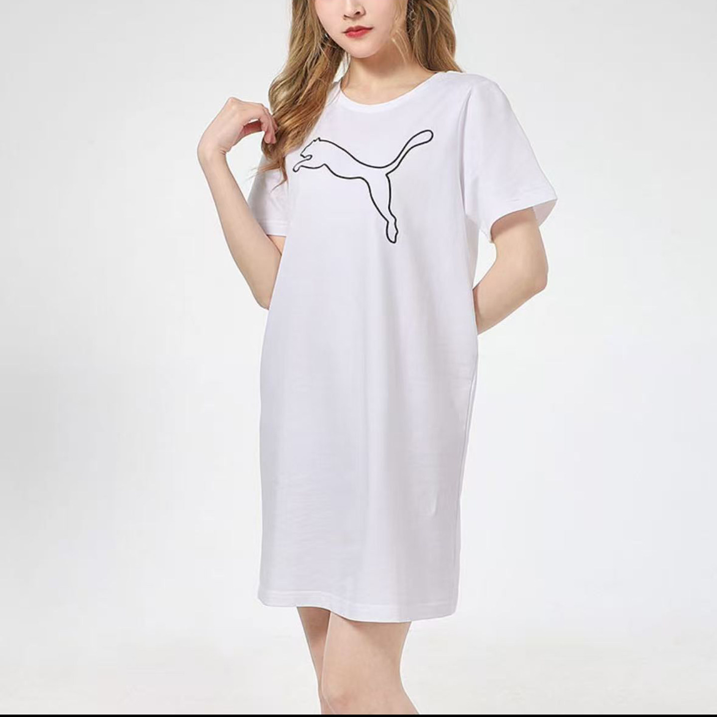 M码Puma彪马女子印花logo圆领舒适透气休闲短袖连衣裙845966-02