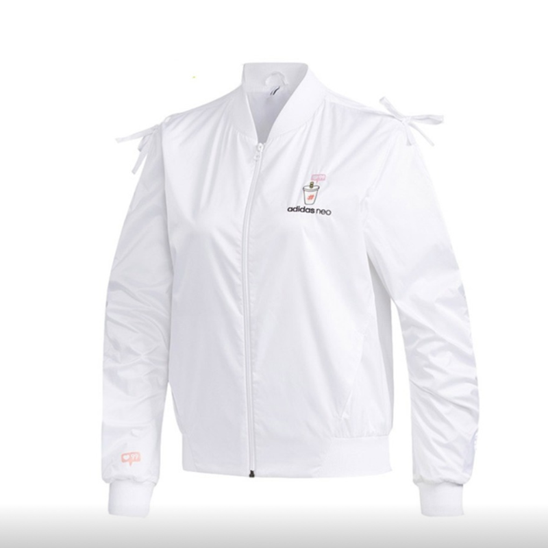 Adidas/阿迪达斯女春秋薄款白色棒球领印花卡通图休闲外套GG3379
