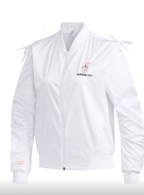 Adidas/阿迪达斯女春秋薄款白色棒球领印花卡通图休闲外套GG3379