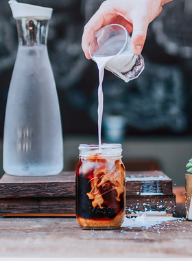 masonjar爆款ins冷萃咖啡杯高颜值家用玻璃吸管杯梅森杯密封罐