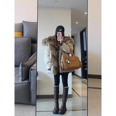 皮毛一体派克服外套女2025年新款爆款独特超好看加绒加厚皮草棉服