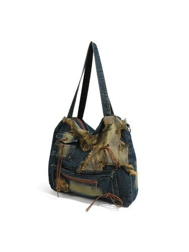 Демисезонная сумка через плечо, ретро вместительная и большая джинсовая сумка на одно плечо, делается под заказ