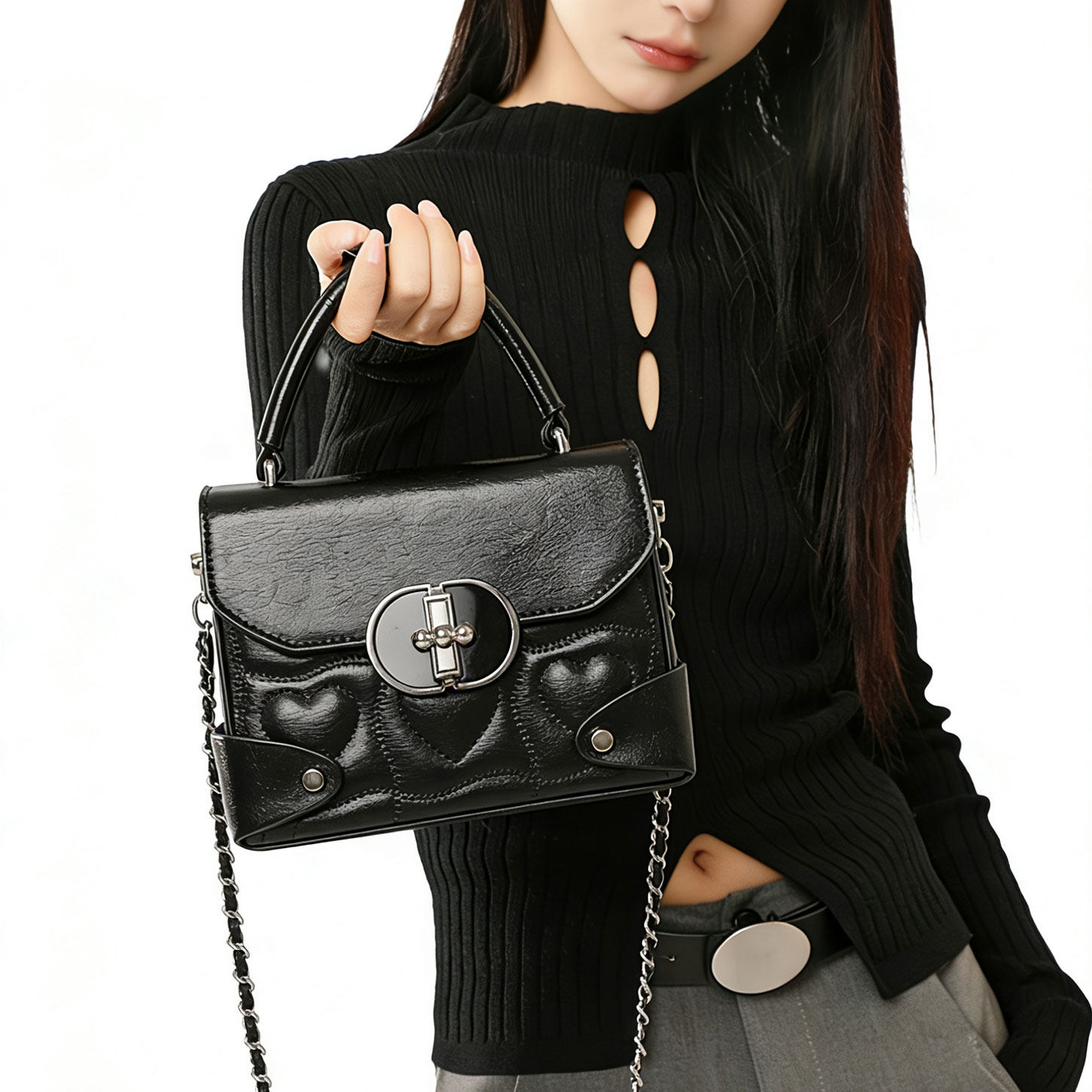 小众新款手提包女2026经典小香风菱格链条包包女简约通勤盒子挎包