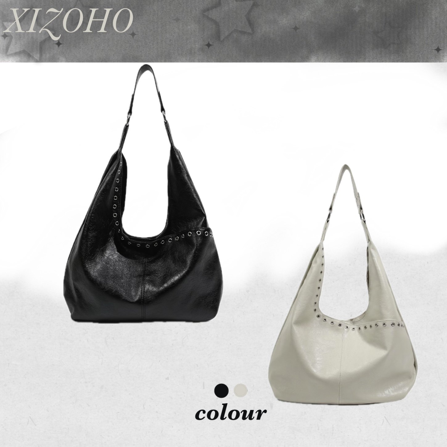 XIZOHO小众设计复古铆钉托特包包女慵懒风大容量单肩包通勤腋下包,箱包皮具/热销女包/男包,腋下包,淘宝优惠券,粉丝福利购,淘宝优惠卷