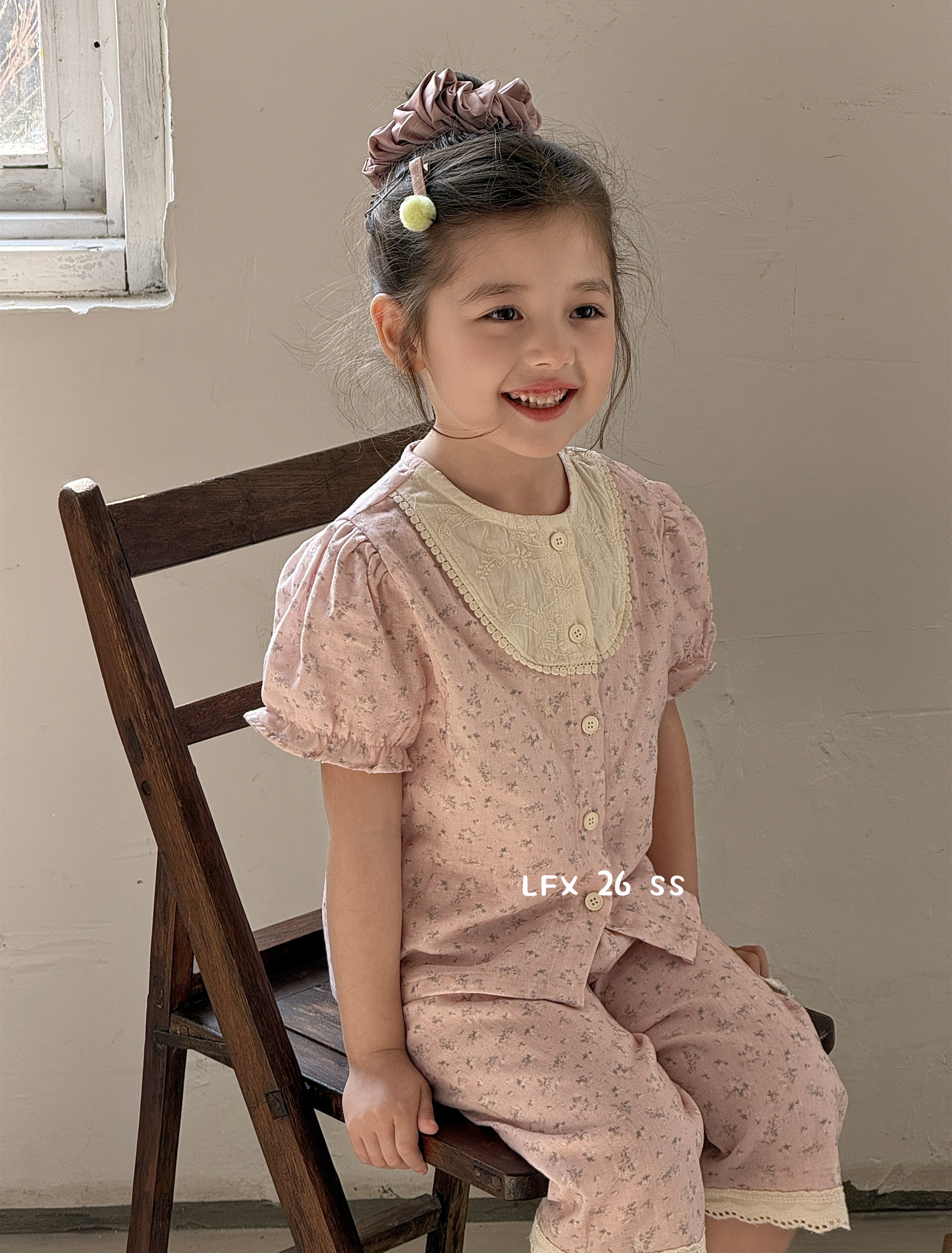 女童睡衣夏季纯棉宝宝短袖洋气碎花儿童公主风纯棉家居服套装