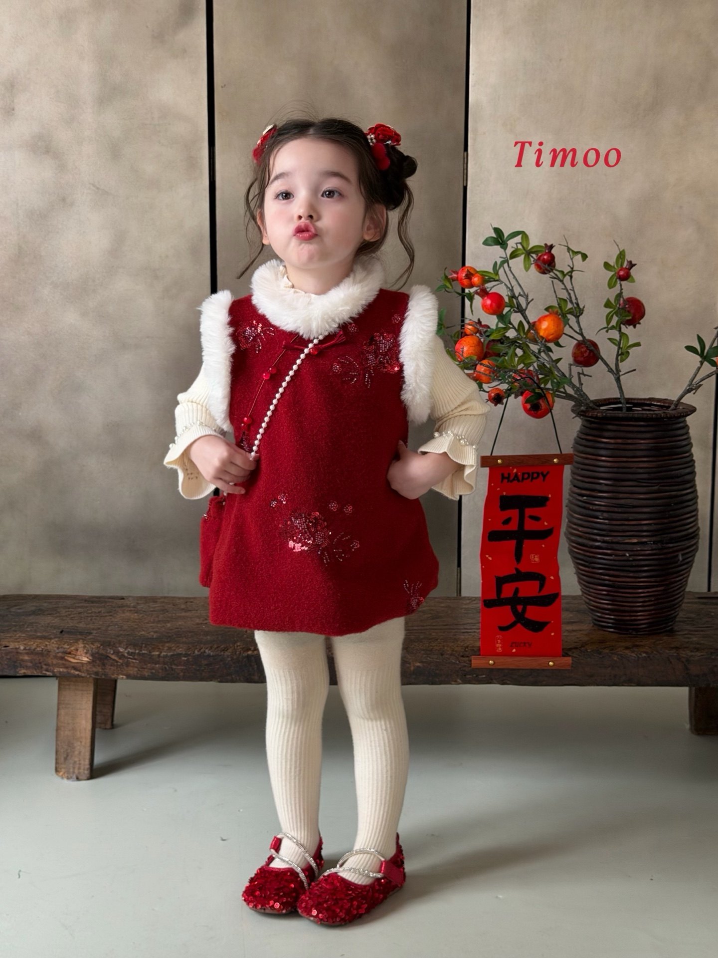 Timoo女童新中式马甲2025新款女宝国风拜年服马甲加绒加厚毛毛,童装/婴儿装/亲子装,旗袍,淘宝优惠券,粉丝福利购,淘宝优惠卷