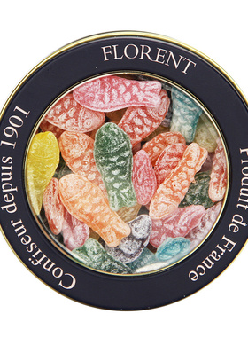 包邮法国进口零食礼物盒 糖果 Florent费罗伦 鱼形水果沙拉糖220g