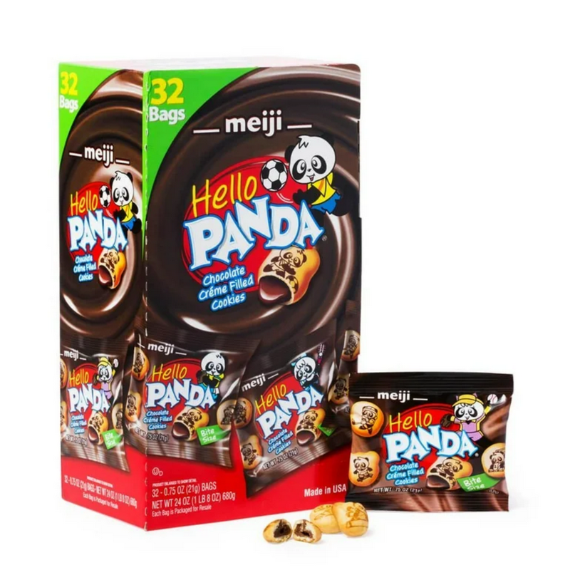 美国原装进口Meiji明治Hello PANDA巧克力夹心饼干680g32包独立装