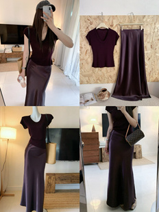 丝滑醋酸缎面半身裙女2025春夏新款 高腰显瘦双面缎长裙包臀鱼尾裙