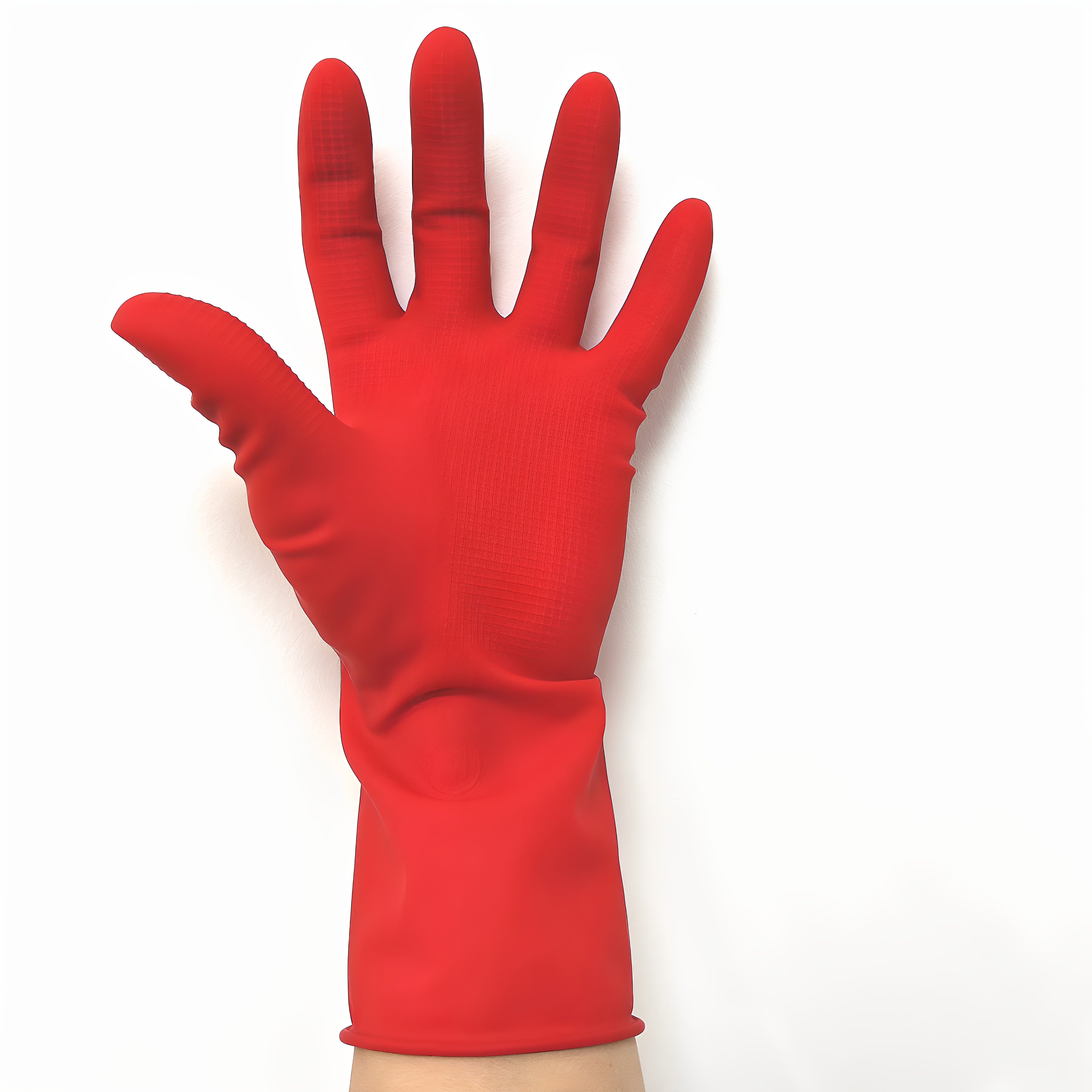 红色贴手型女士家用美容胶皮防水防滑食品无异味短款洗碗橡胶手套