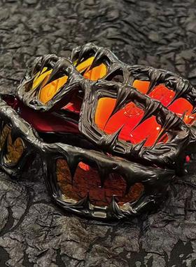 个性前卫先锋墨镜男 暗黑美式手工毒液派对造型眼镜潮流太阳镜女