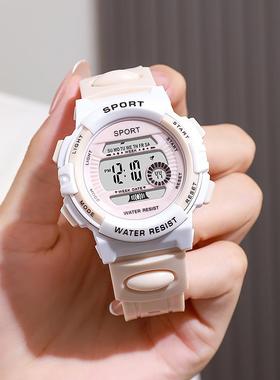 电子手表女孩ins风学院森系初高中学生韩版运动潮流夜光防水闹钟
