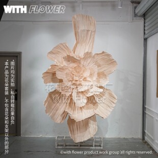 香槟色巨型纸艺花仿真花婚庆装 饰路手纸花大红色节日橱窗婚礼布置