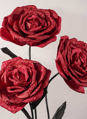 巨型红色玫瑰花装饰纸花成品大型纸艺花婚庆婚礼新春美陈情人节