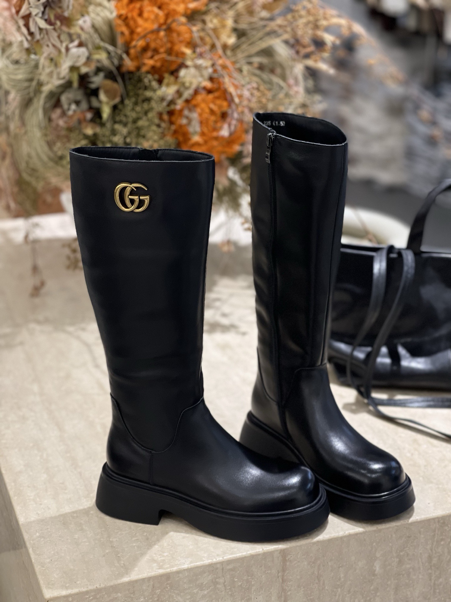 巨显瘦2025款胎牛皮厚底骑士靴不过膝长筒靴女秋冬季中粗跟高筒靴