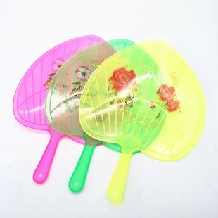 老人手摇扇子儿童女孩子卡通撕不烂粉色熟胶透明塑料扇子家用 夏季