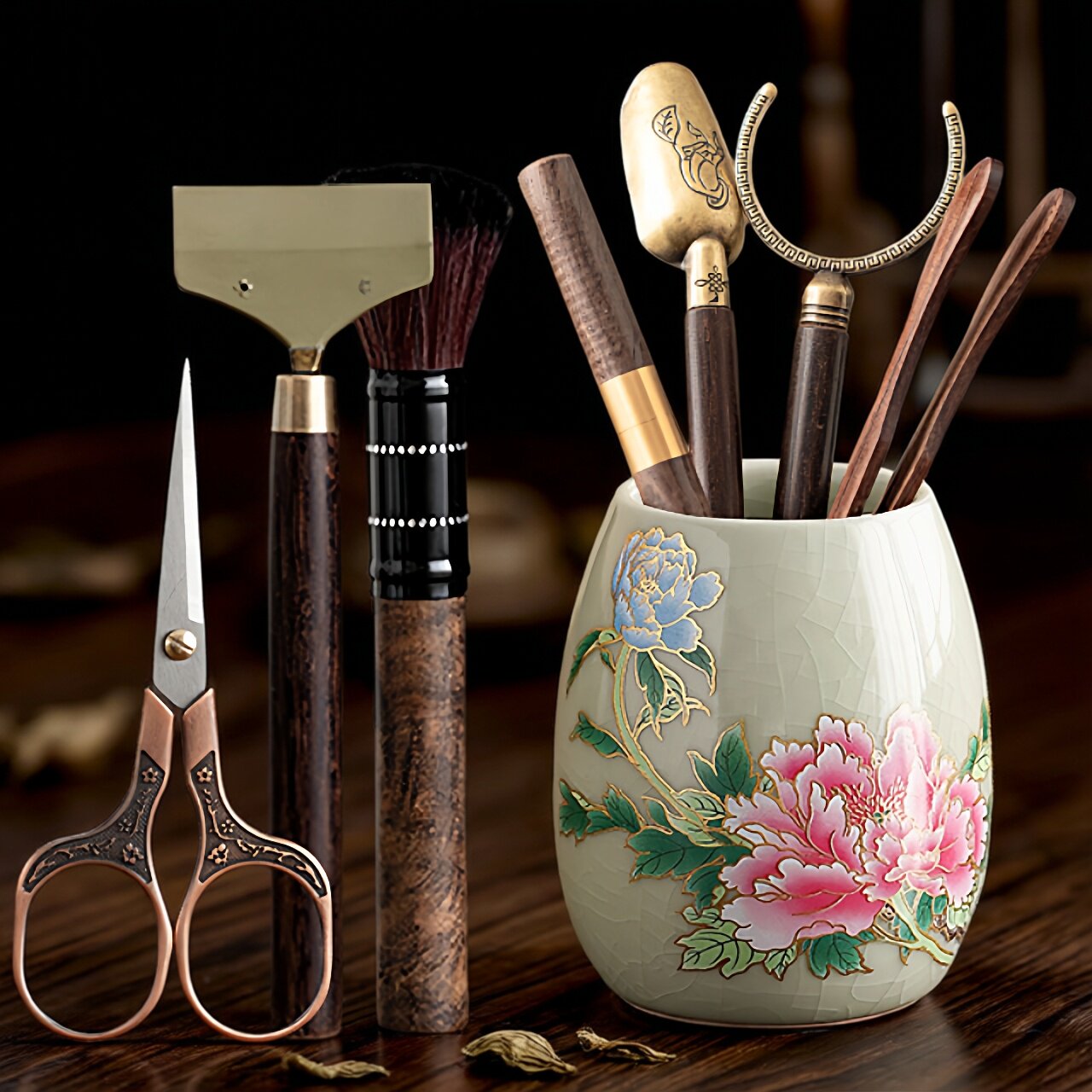 茶道六君子套装功夫茶台高档茶具配件茶桌用品大全泡茶工具茶夹刷