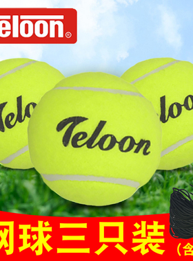 天龙带线网球三只装学生初学耐打耐磨网球单人打带线训练回弹套装