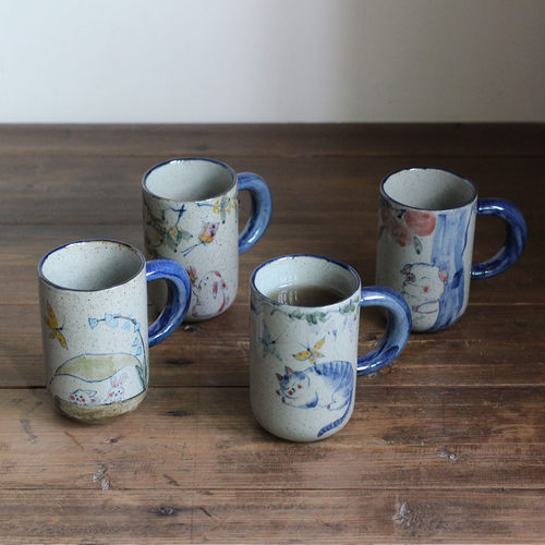 手绘釉下彩高温瓷直身暖手杯