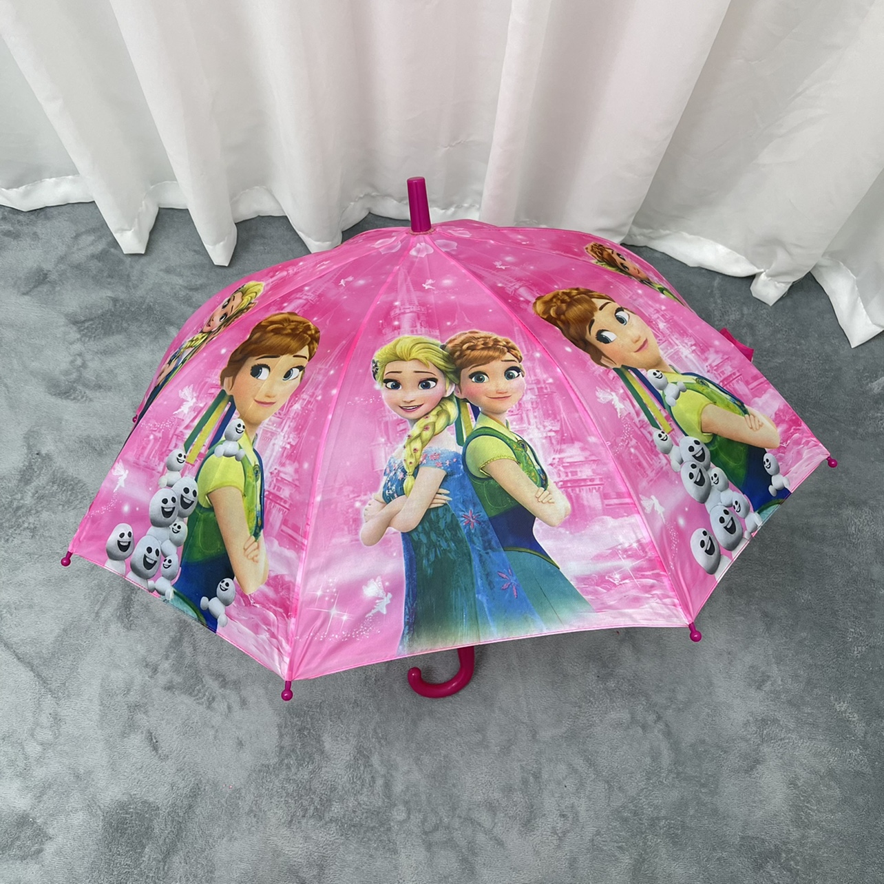 艾莎直骨自动小学生女孩雨伞带口哨可爱公主小伞卡通雨伞儿童伞女