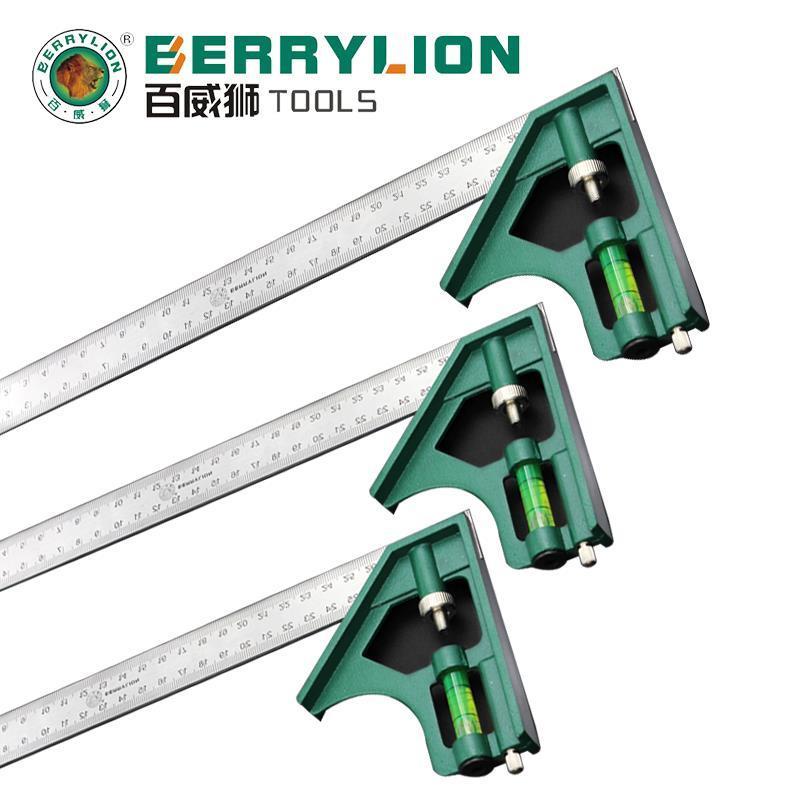 百威狮 300mm不锈钢组合角尺 多功能活动直角尺多用角度尺L型尺