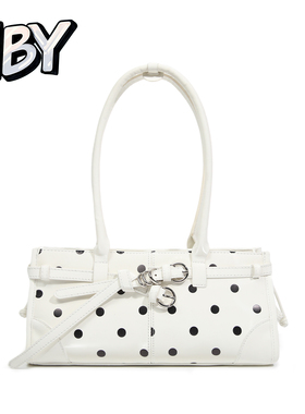 NBY原创潮牌小众复古波点腋下包早春女白色法棍高级感单肩手提包