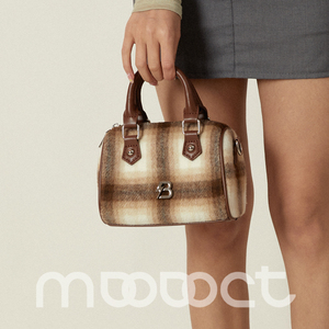 原创小众潮牌个性复古呢子格纹水桶包美嘟嘟定制MDODOCT手提小包