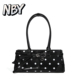 NBY原创潮牌小众设计高级感波点包女早春黑色轻奢百搭腋下法棍包