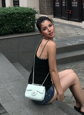 NBY潮牌时尚潮流菱格链条小方包2026新款女小众轻奢出门包单肩包