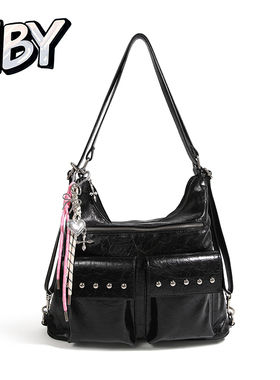 原创小众设计师国潮NBY个性甜辣风多用铆钉托特背包25新款电脑包