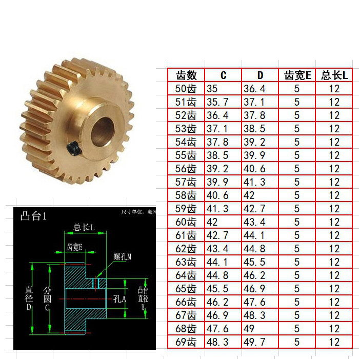 凸台铜0.7模50 51 52 53 54至65 66 67 68 69齿渐开线圆柱齿轮,五金/工具,齿轮,淘宝优惠券,粉丝福利购,淘宝优惠卷
