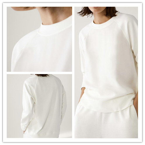 西班牙欧美女装2025年春秋季款洋气白色上衣女士卫衣宽松版型套装