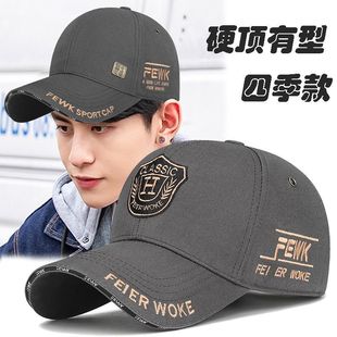 新款男士时尚刺绣鸭舌帽棒球帽硬顶遮阳户外休闲百搭帽子