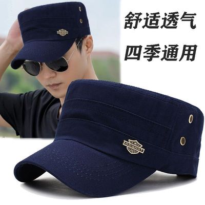 新款春秋四季男士中年帽子鸭舌帽户外平顶中老年遮阳帽休闲
