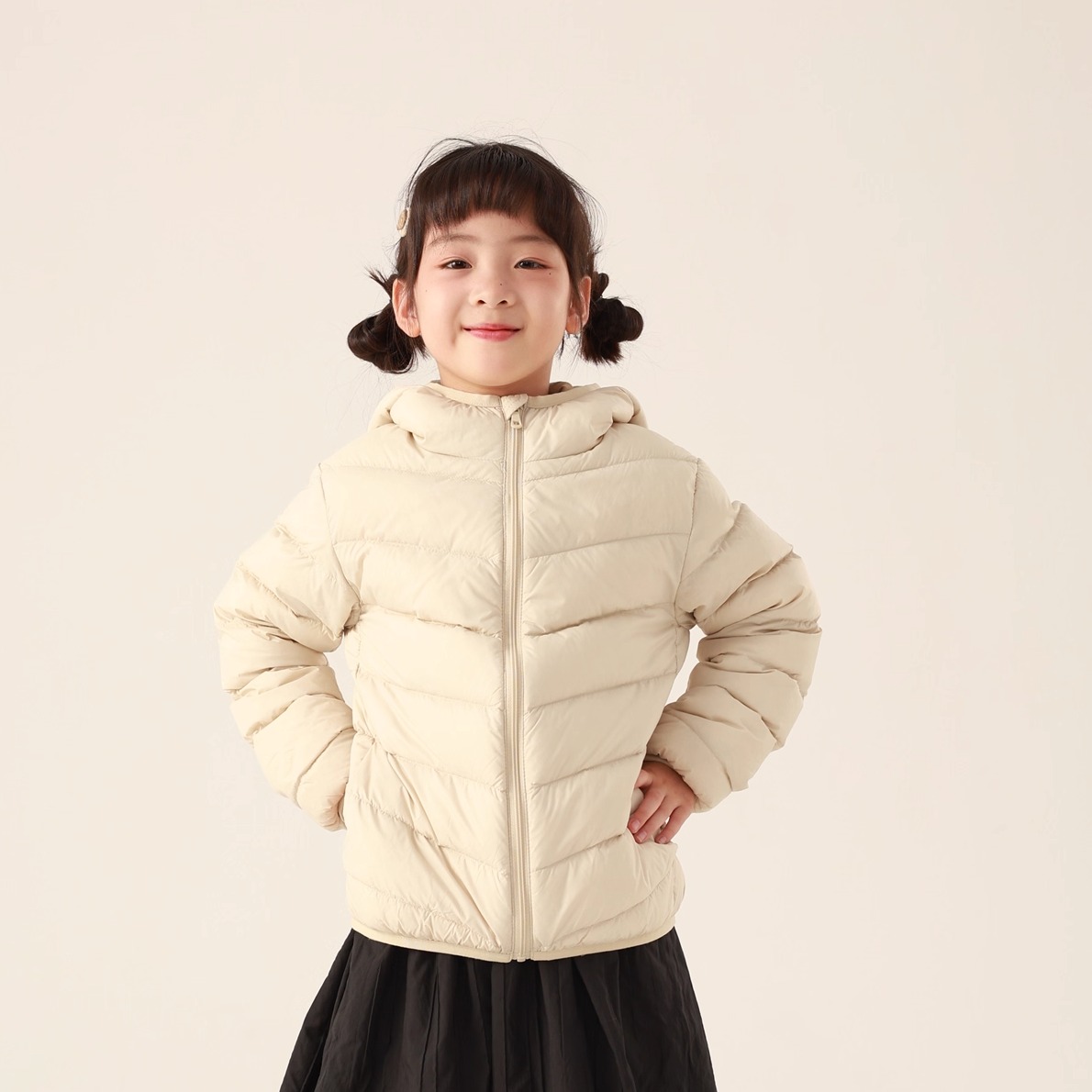 儿童连帽羽绒服（轻薄款）新国标90%白鸭绒春秋冬三季内搭外穿