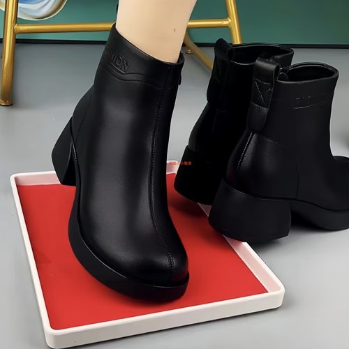 马丁靴羊毛橡胶短靴真皮